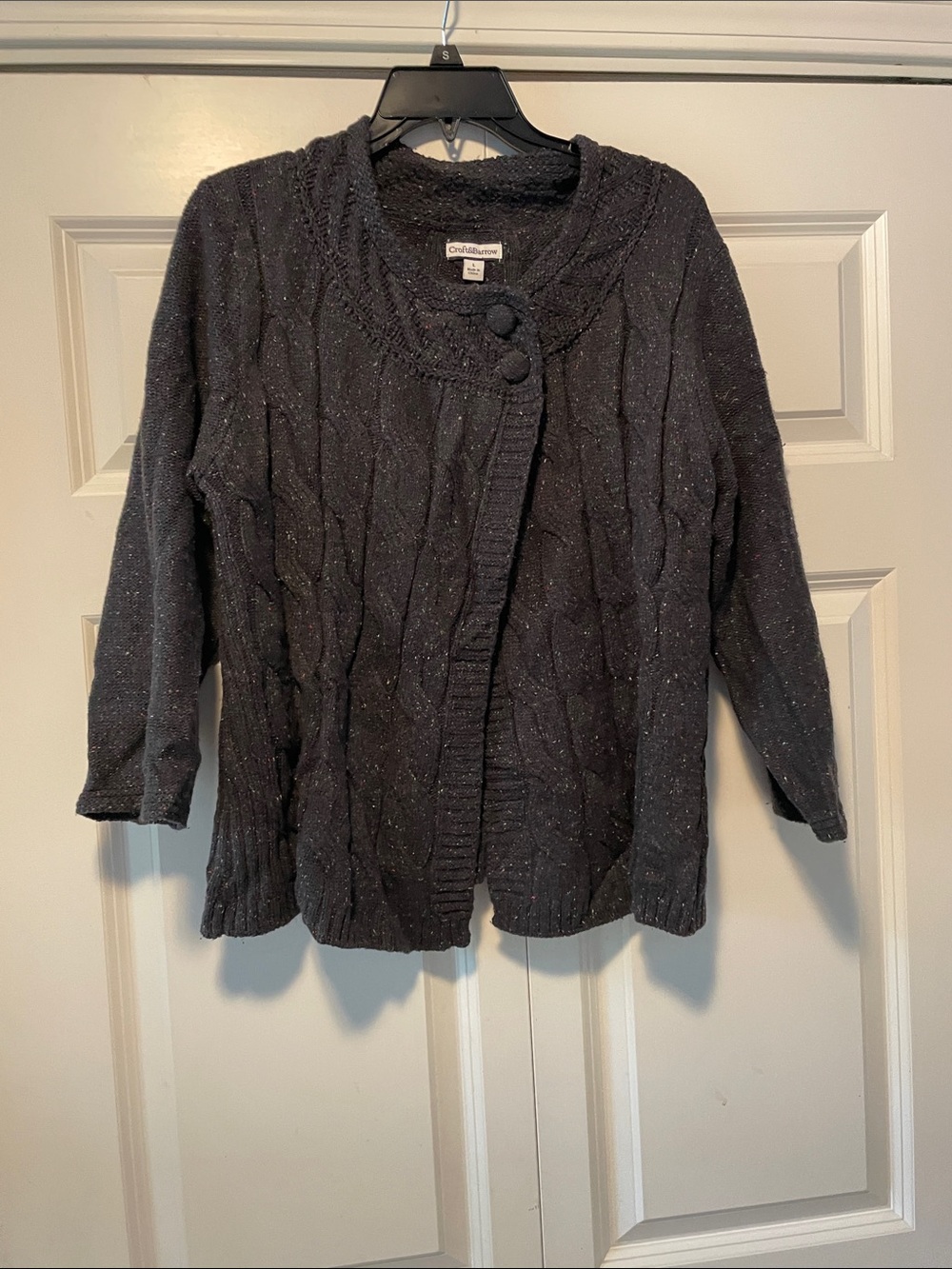 croft & barrow Charcoal Sparkle Cable Cardigan